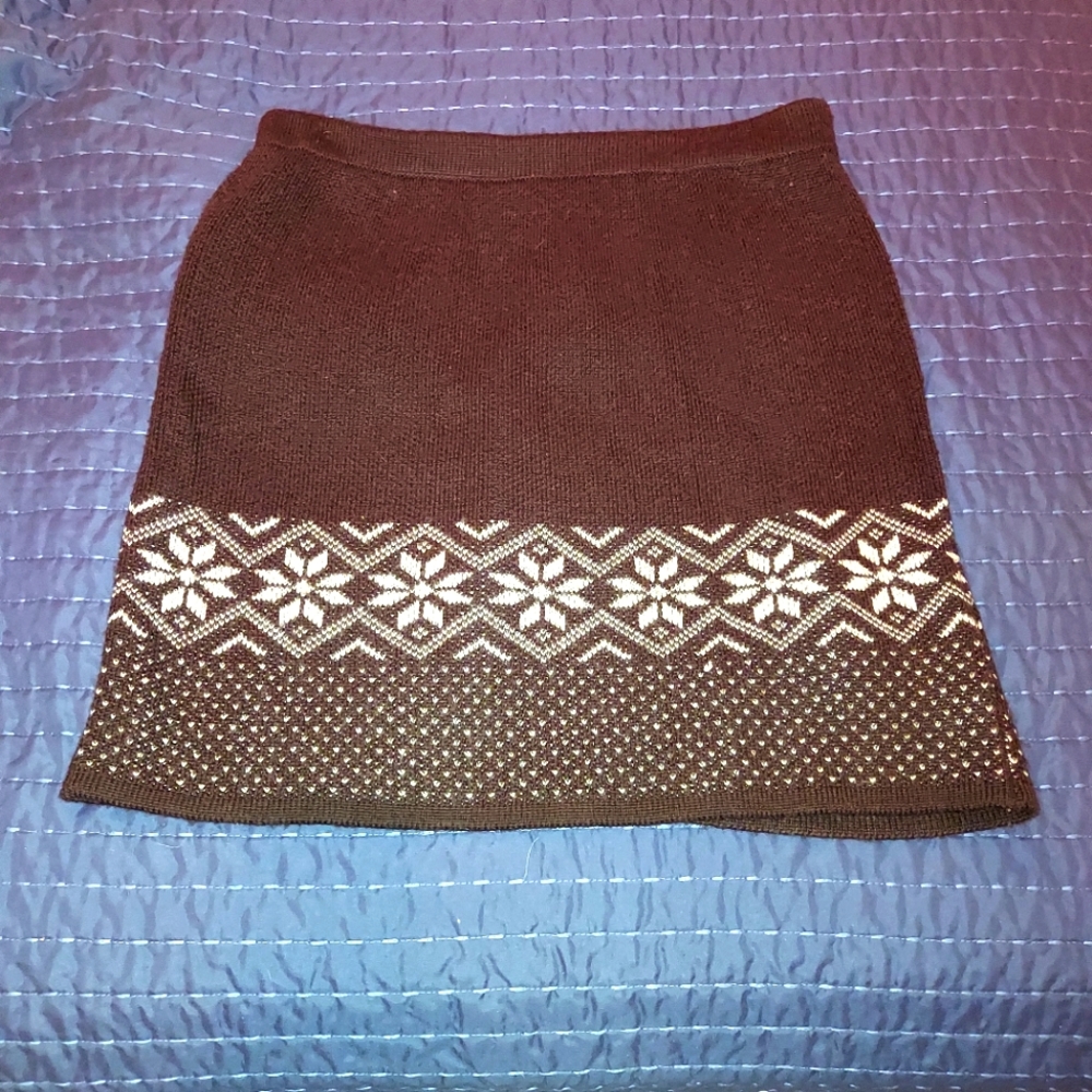 Brown wool & acrylic skirt